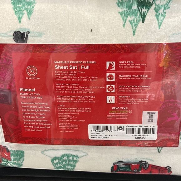 Martha Stewart Collection Holiday Printed Cotton Flannel 4-Pc. Farmhouse Truck - Picture 4 of 4